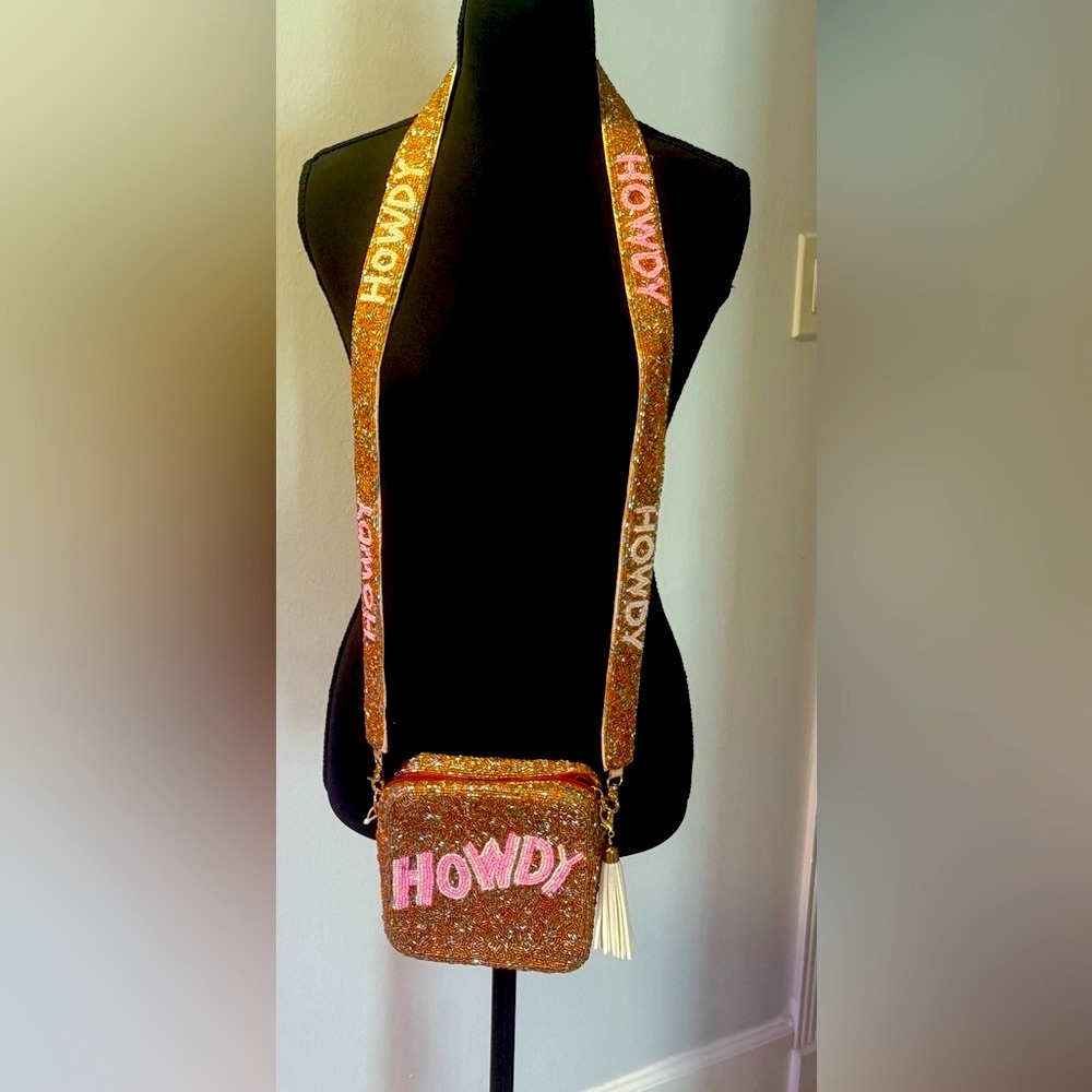 Glittery Crossbody Bag with 'Howdy' Strap